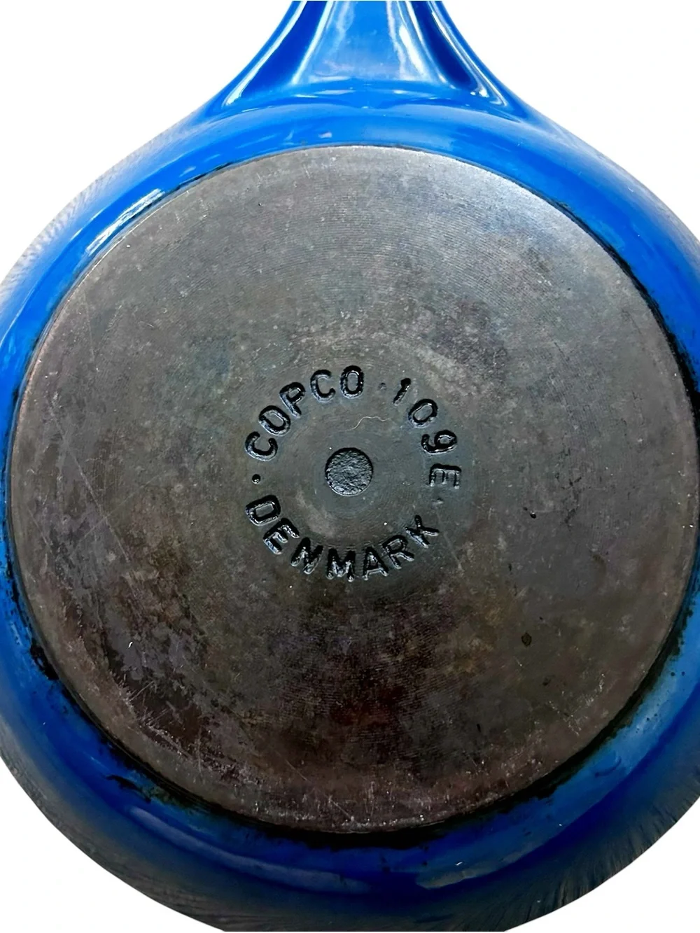 Vintage COPCO Denmark Blue Enamel Cast Iron Skillet